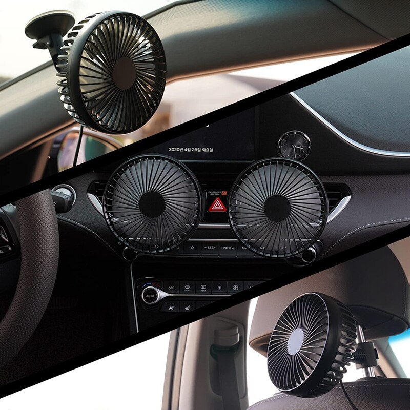 Car Auto Cooling Fan Automobile Clip Fan Powerful Quiet Ventilation Electric Car Fans With USB Plug For Car/Vehicle