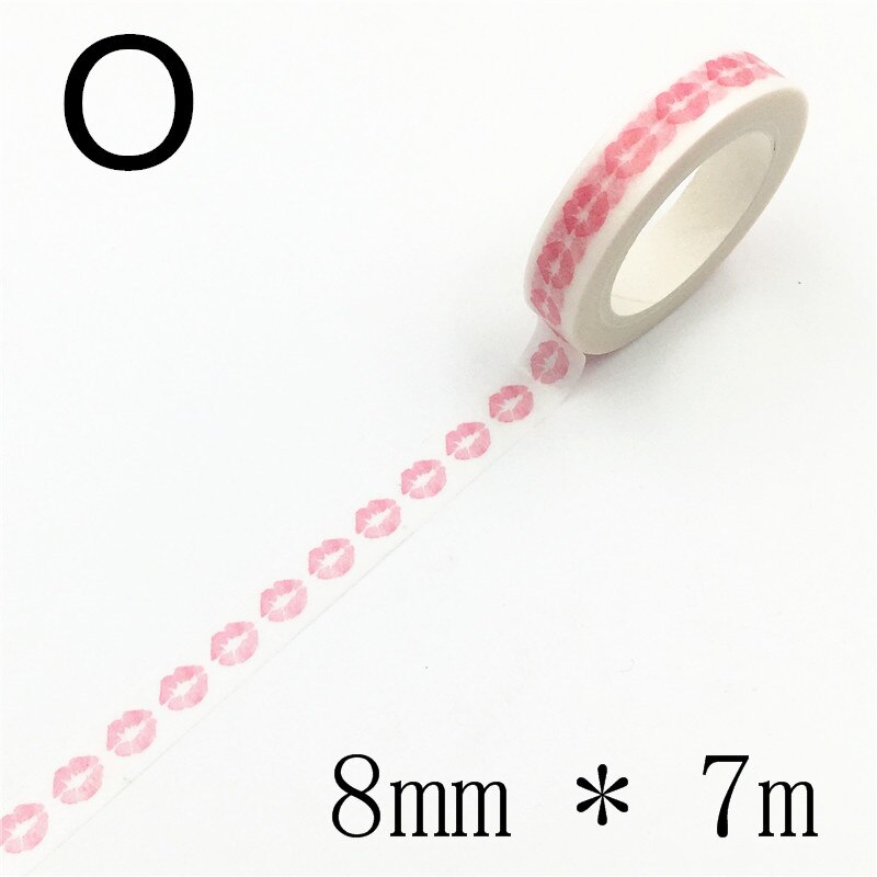 Autocollant amour et feuilles pour scrapbooking, étiquette scrapbooking, ruban de masquage décoratif, matériel en papier, Album Photo Escolar, Washi, Diy bricolage, 7m * 8mm: O