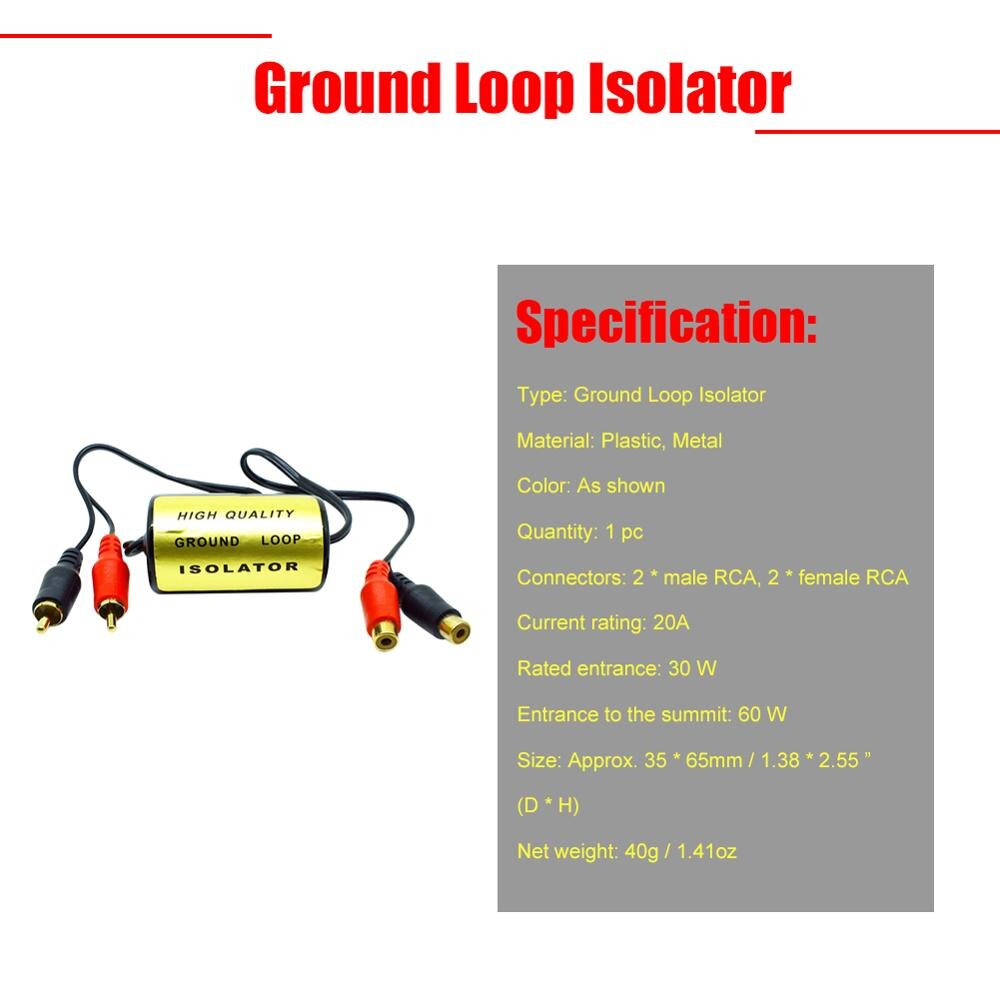 Audio Anti-Noise RCA Ground Loop Isolator Noise Filter Female To Male Earthing for Car Audio Systems Auto Products