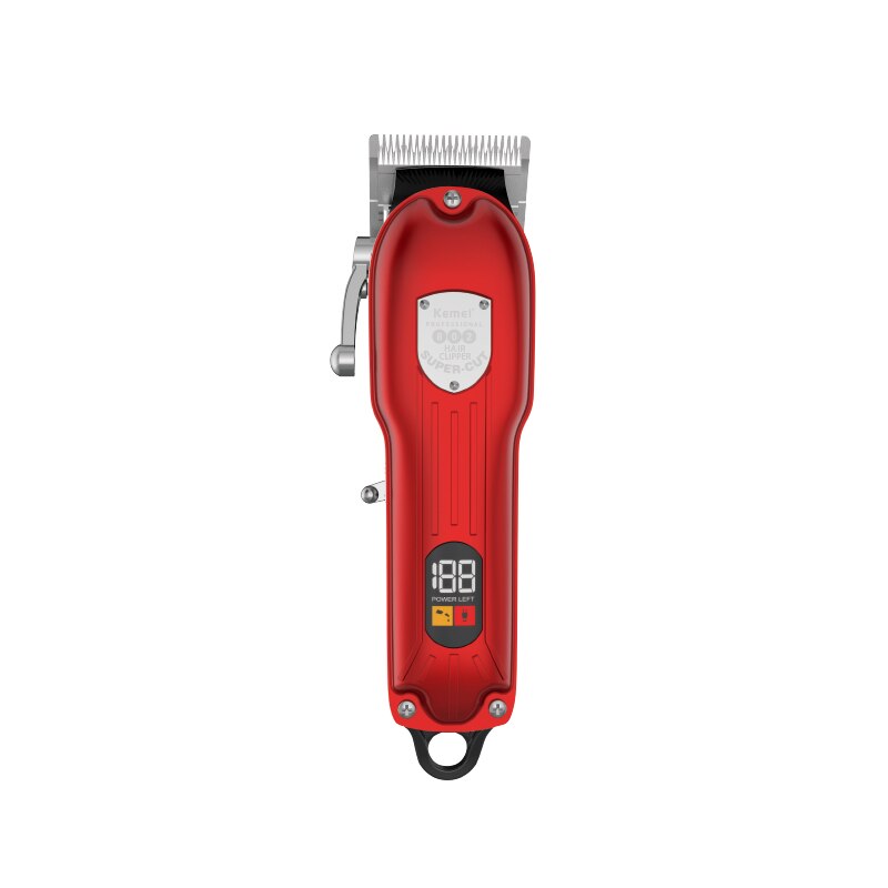 Kemei-maquinilla eléctrica para cortar el pelo para hombres, máquina para cortar el pelo de Metal, cabeza de aceite de 0mm, carga USB, 5w maquina de cortar cabello cortadora de pelo maquinilla de cortar: KM-802 Red