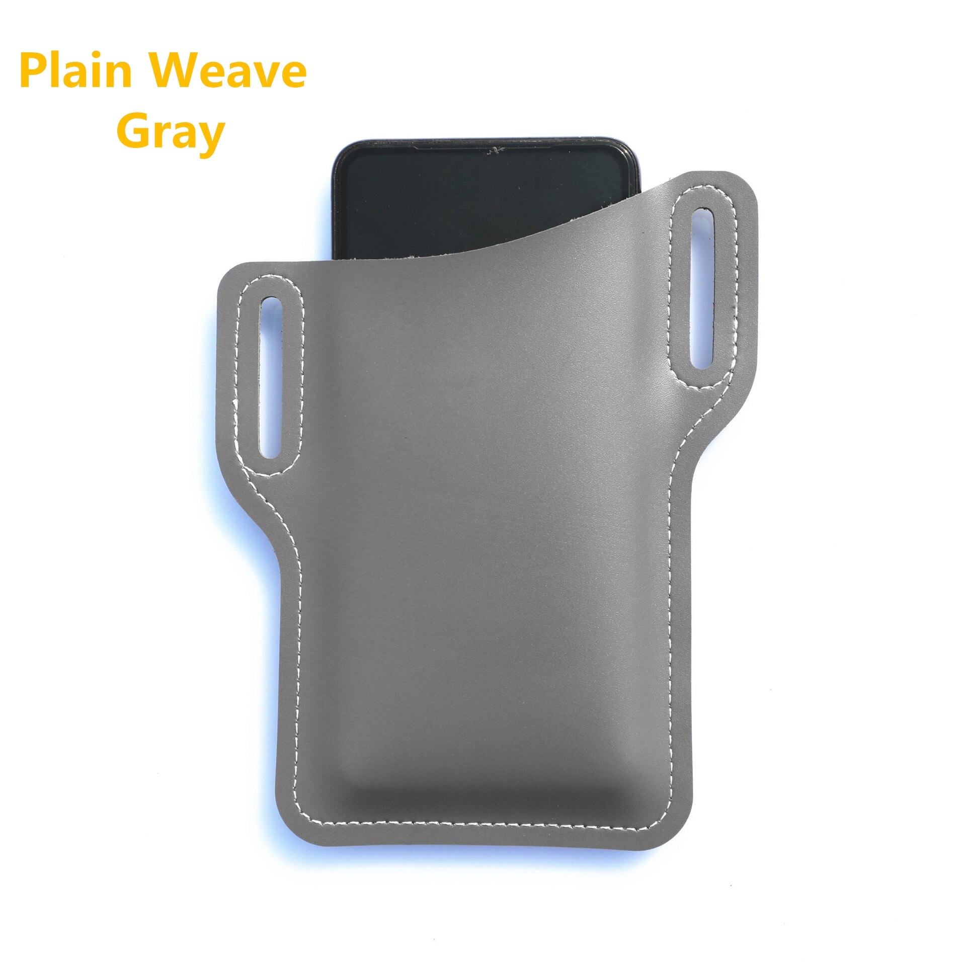 Mannen Vrouwen Gsm Loop Holster Case Zakken Draagbare Multifunctionele Heuptas Pu Lederen Mobiele Telefoon Portemonnee Vintage Riem Tas: Plain Weave Gray