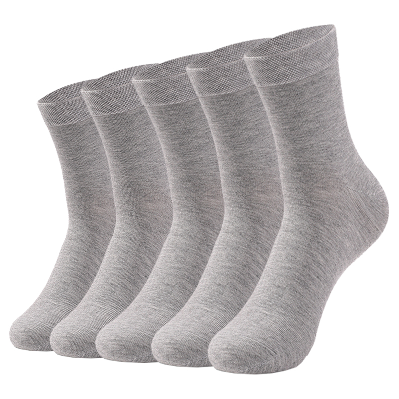 5 pares de calcetines de algodón de tubo medio de color sólido blanco y negro para mujer: L / Castaño