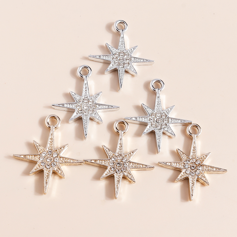 Dijes de estrella de cristal brillante para pendientes, accesorios para hacer pulseras, colgantes, collares, llaveros, fabricación de joyas Diy, 10 piezas, 27X20mm