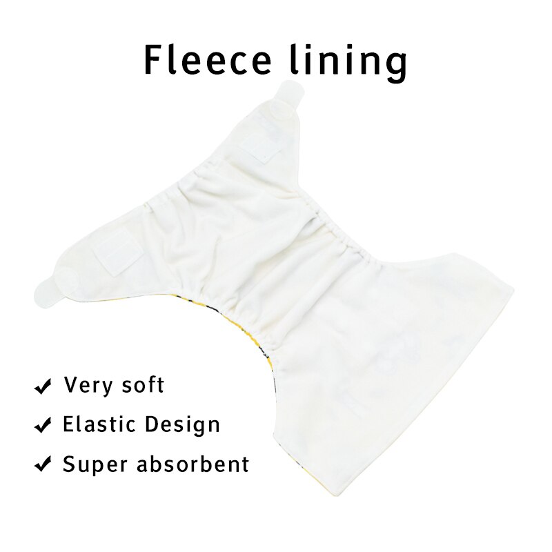 Velcro Cloth Diaper Washable Reusable Nappies Cloth Pocket Diapers With 3-layer Microfiber Inserts Suitable 3-15kg Baby 0-2 Year