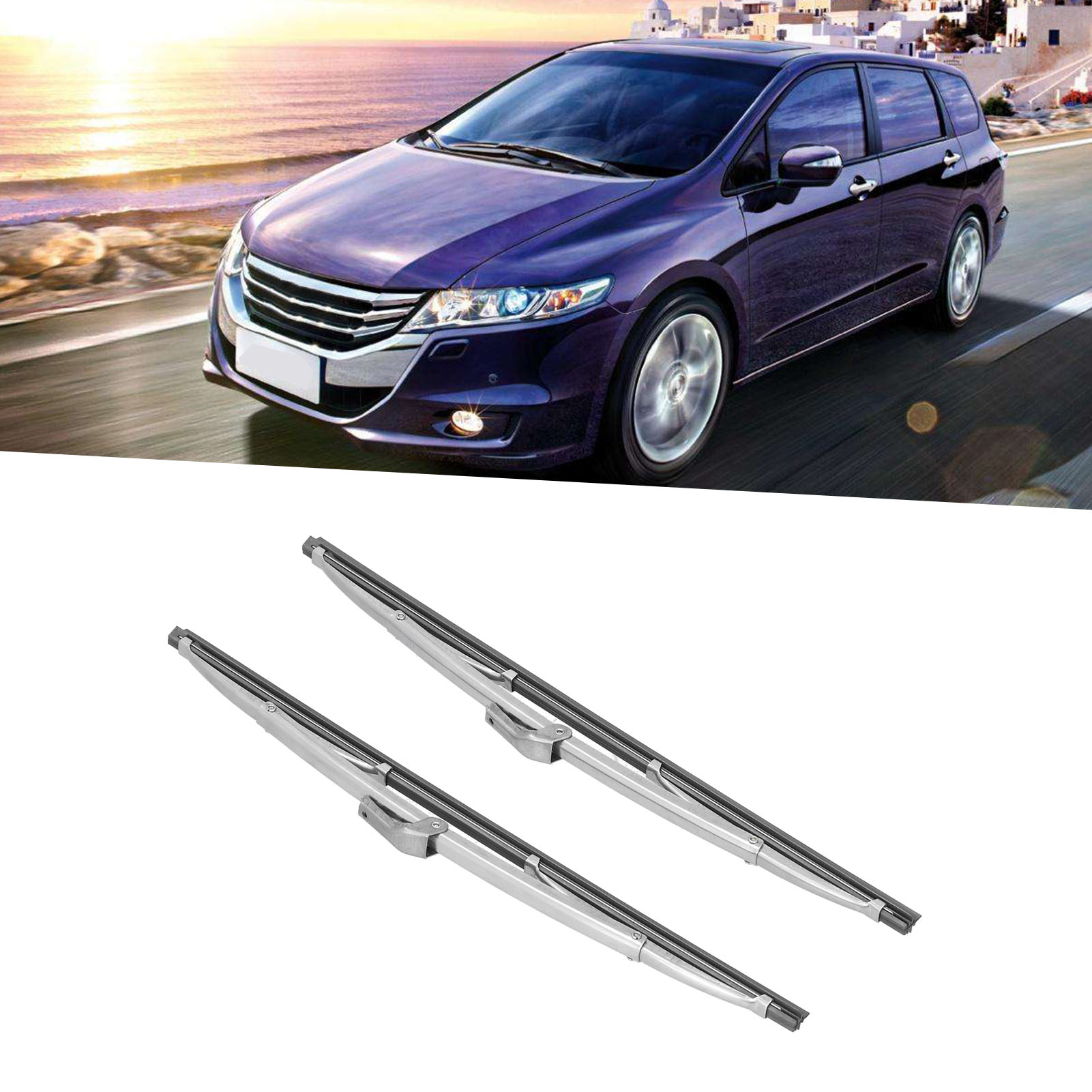 12 Zoll/30,48 cm Frontscheibenwischerblätter, Edelstahl, poliertes Silber, universell für Auto-Frontwischerblätter, Wischerblatt-Set