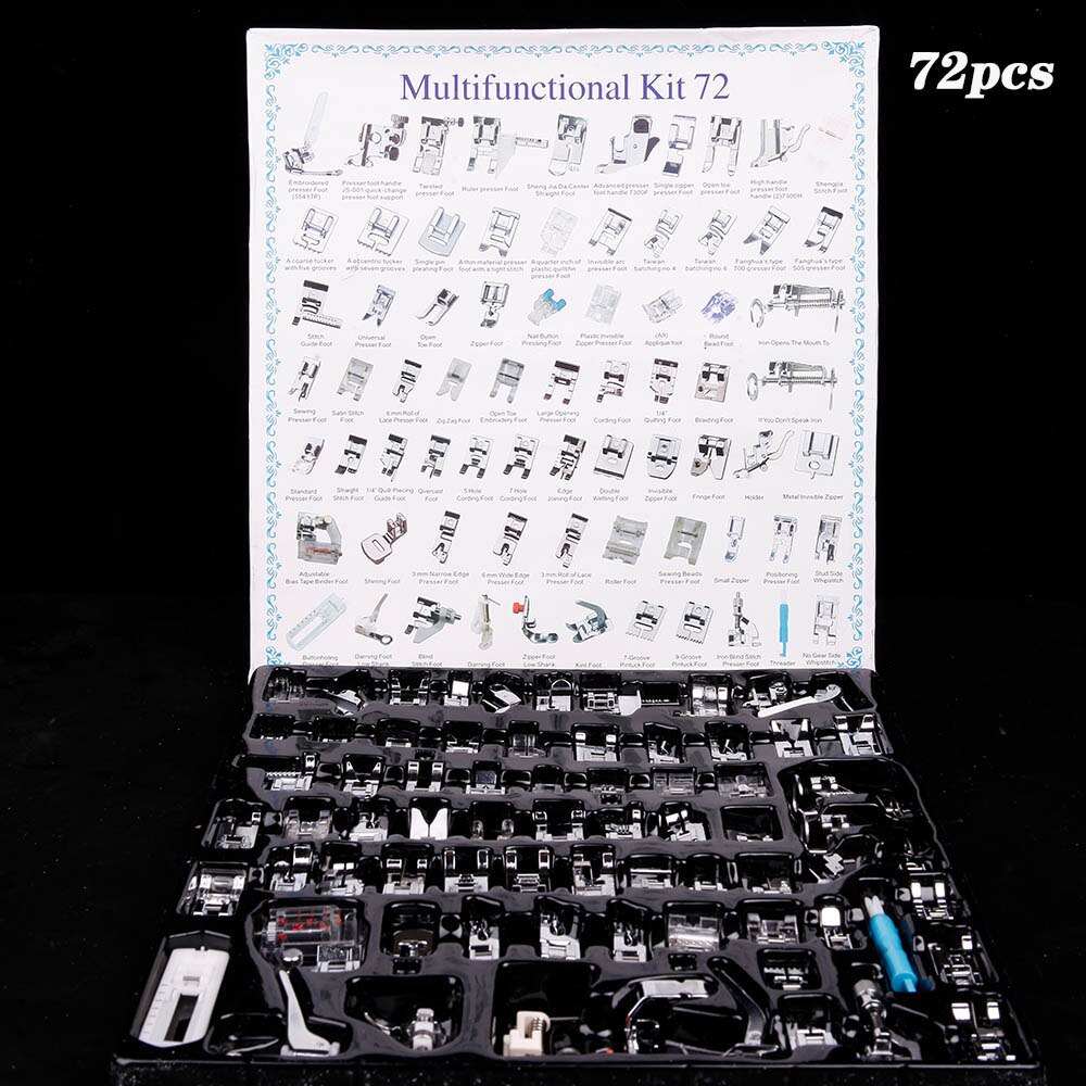 16/32/35/42/45/52/62 Brother Singer Janome Darning Sewing Machine Presser Foot Feet Domestic Braiding Blind Stitch Accessories: Press foot 72pcs