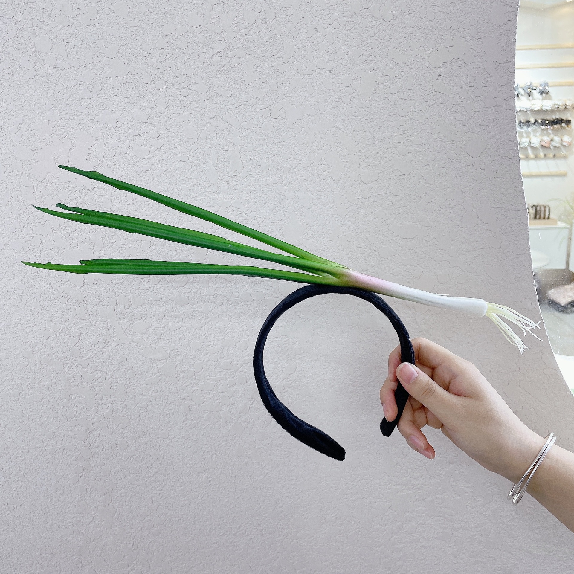 Divertido aro para el pelo tipo sándwich, diademas para frutas y verduras, diadema para de Cosplay para mujeres y niñas, tocado de felpa, accesorios para el cabello: Verde militar
