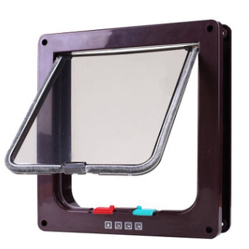 Kat Deur Flap Deur Met 4 Manier Security Lock Flap Deur Voor Hond Katten Kitten Abs Plastic Kleine Huisdier Gate deur Kit Kat Honden Flap Deur: brown / 25X23.5X5.5CM