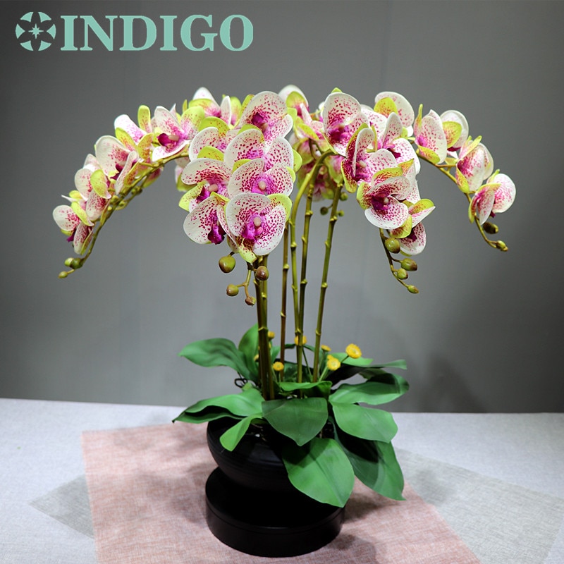 INDIGO - 3D Printing Petals Phalaenopsis White Orchids (7 Flowers/Stem) Real Touch Wedding Flower Floral Party