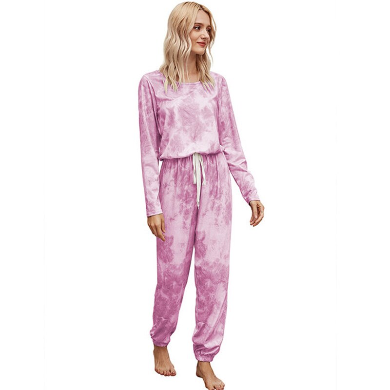 Vrouwen Pyjama Tie Dye Lounge Wear Loungewear Vrouwen Pyjama Set Slaap Set Lounge Set Lange Mouw Nachtkleding Een-stuk