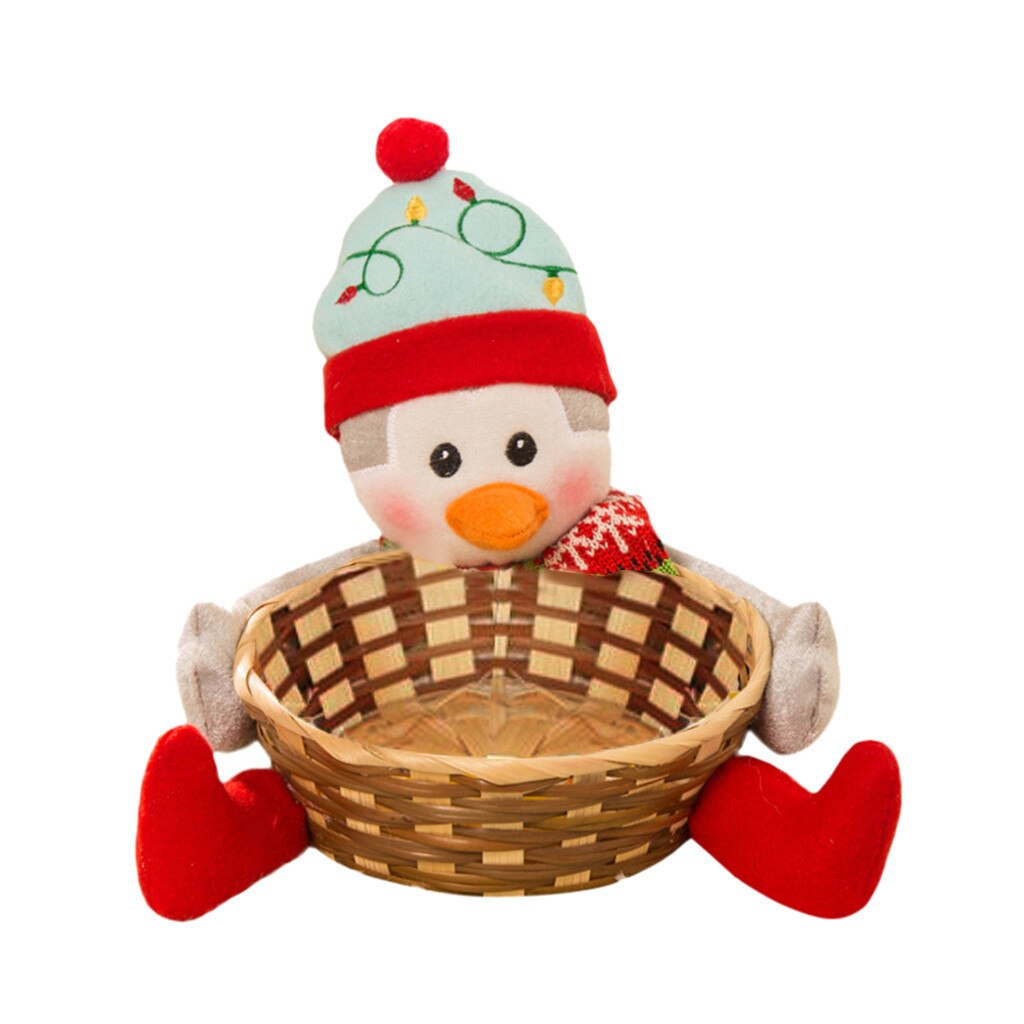 Merry Christmas Candy Wicker Basket Christmas Decorations Elk Snowman Santa Claus Fruit Basket Food Holder Home Decor #30: C