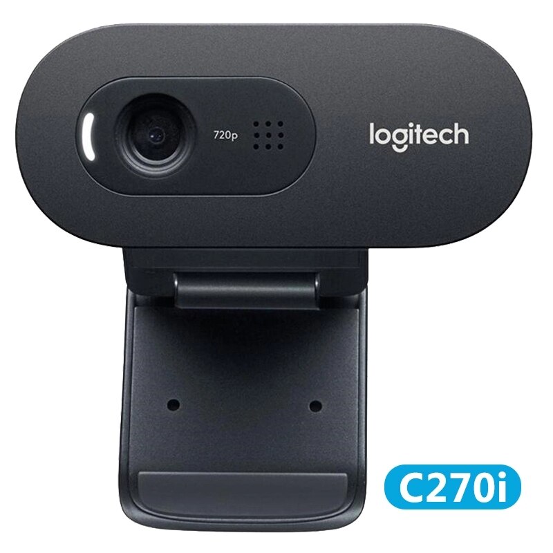 Webcam para computador verificado/c270i, câmera para computador, webcam hd com microfone embutido, 720p, logitech, 100% original: Black-C270i