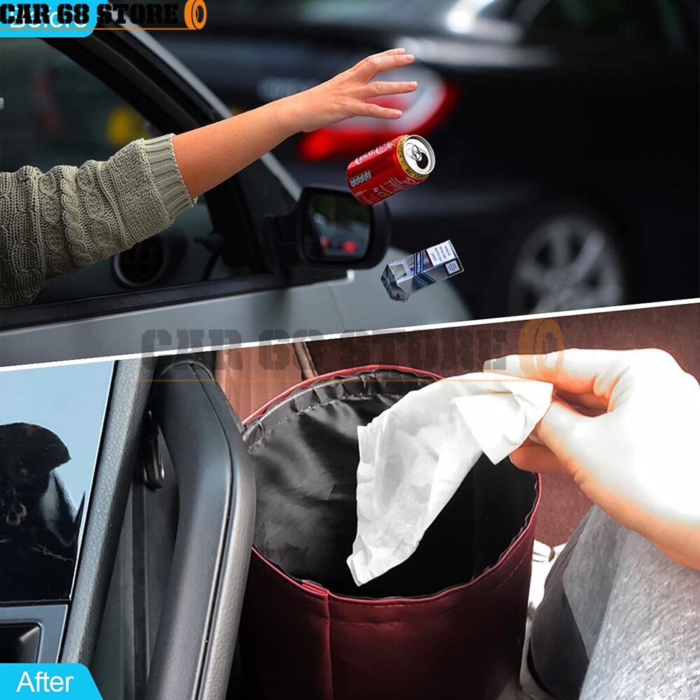 Car Storage Basket Interior Rubbish Container For Waste Organizer Holder Waterproof Garbage Can Trash Bin Folding