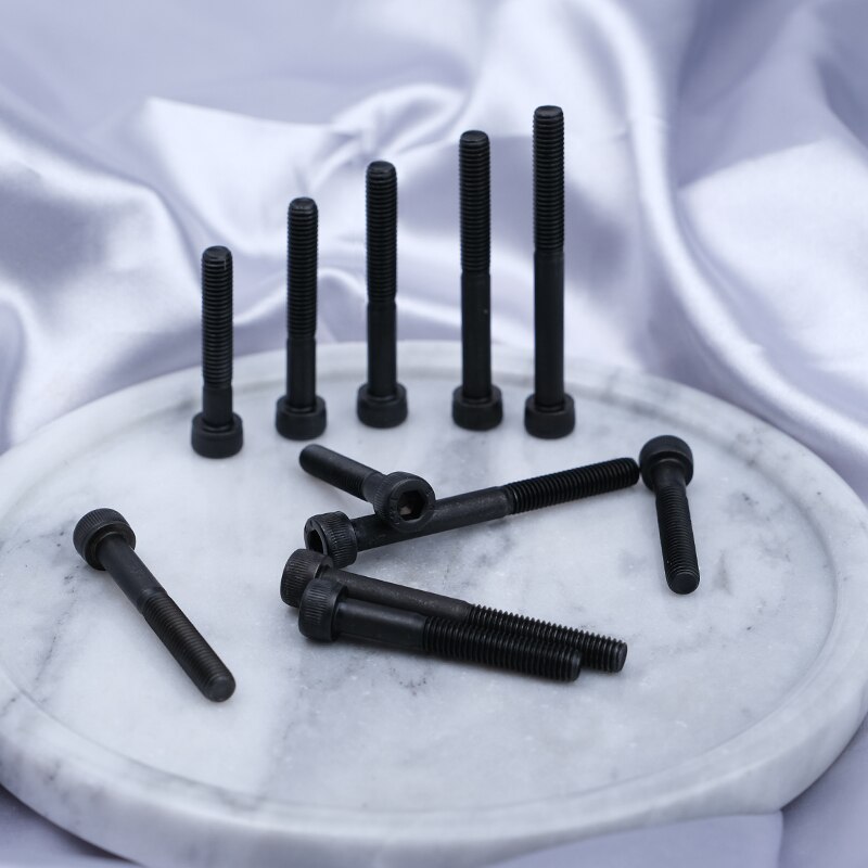 M4 Bolt 12.9 Grade Alloy Steel Black Hexgon Socket Screw M4 x 30 35 90 100 130 140 150mm Black Extended Screw Half Tooth Bolts