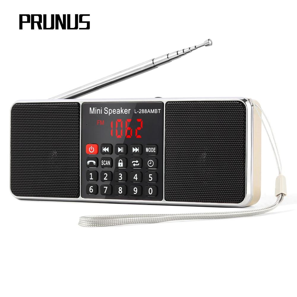 PRUNUS Digital Portable Radio Receiver AM FM Bluetooth stereo Speaker TF/SD Card MP3 Player USB Drive Handsfree Call LED Screen