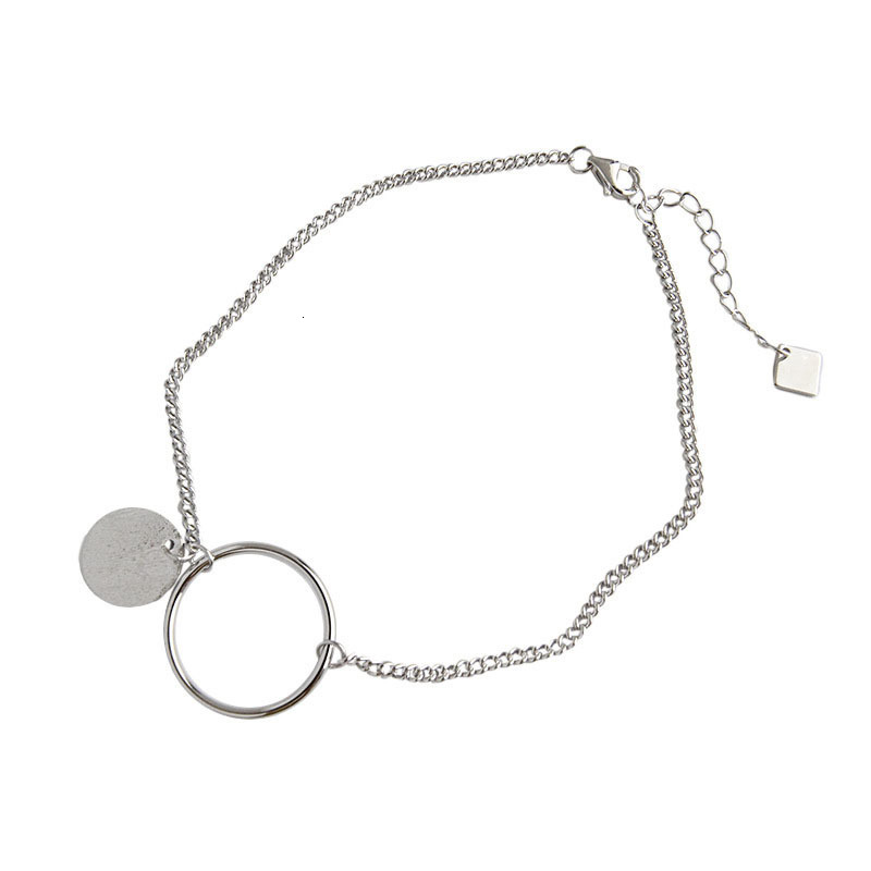 S'steel 925 Sterling Zilveren Enkelbanden Voor Vrouwen Beknopte Geometrie Schijf Goud Kleur Chaine De Cheville Zilveren Ketting Fijne Sieraden