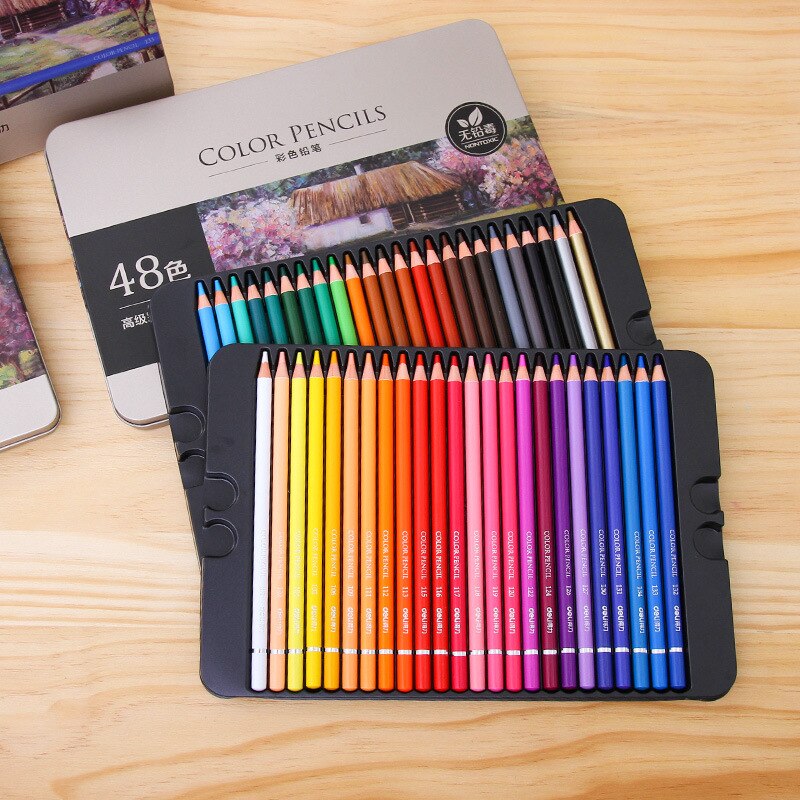 Deli Oily Colored Pencil Set 24/36/48/72 Colors Oil Painting Drawing Art Supplies For Write Drawing Lapis De Cor Art Supplies