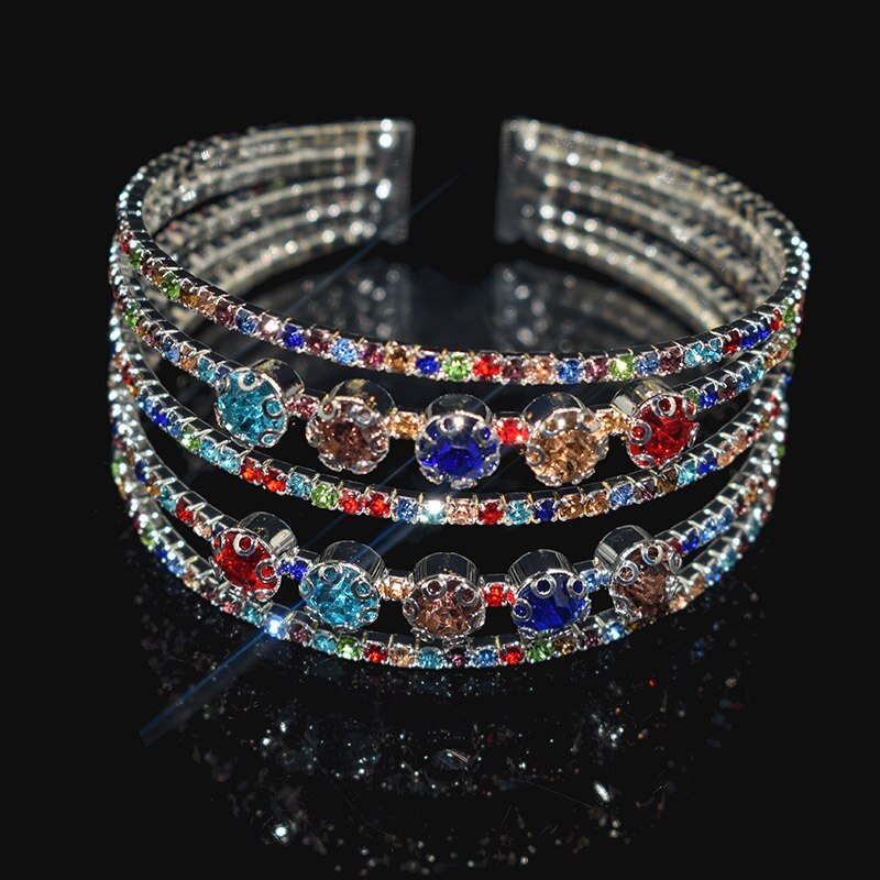Bracciale elegante classico braccialetti aperti bracciale da donna con strass bracciale in cristallo rosso oro bracciale da sposa gioielli da sposa: SZ-HCDZ-5row-argento