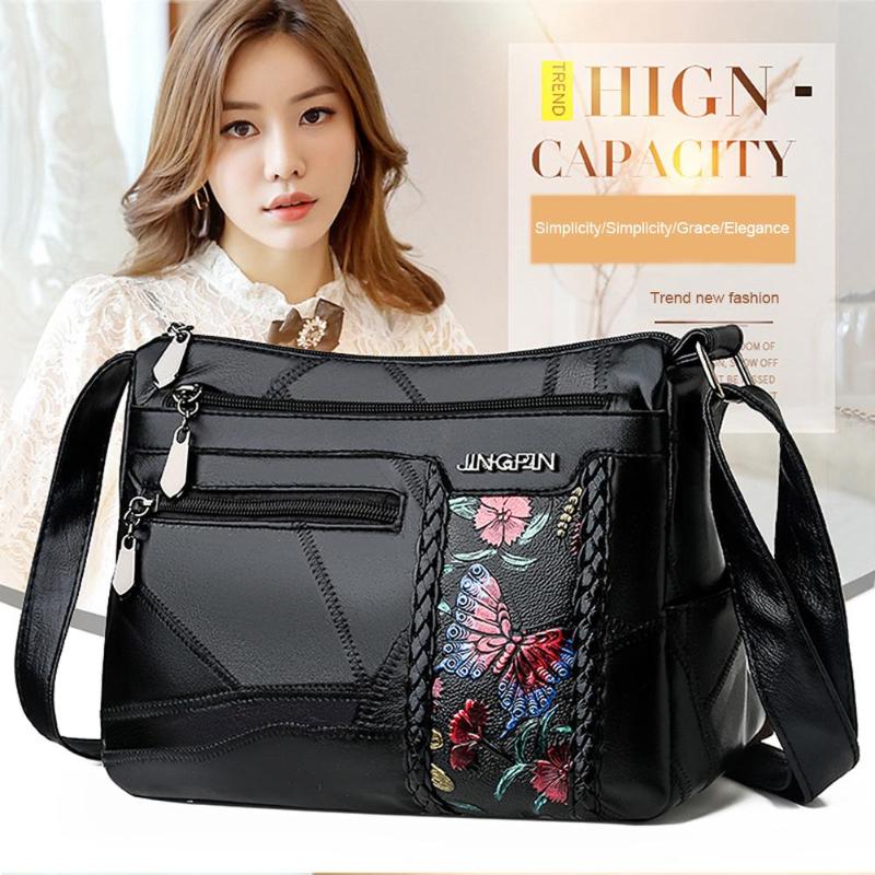 Bolsa de hombro estampada con flores para mujer, bolso cruzado de cuero de , bandolera de viaje de gran capacidad,