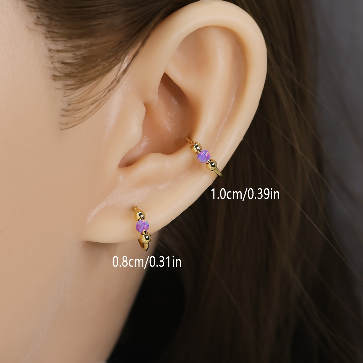 1 stk. 18g opalnæseringe til kvinder, 316l næseringe i kirurgisk stål, 8mm/10mm piercingsmykker, septumring og bruskørering