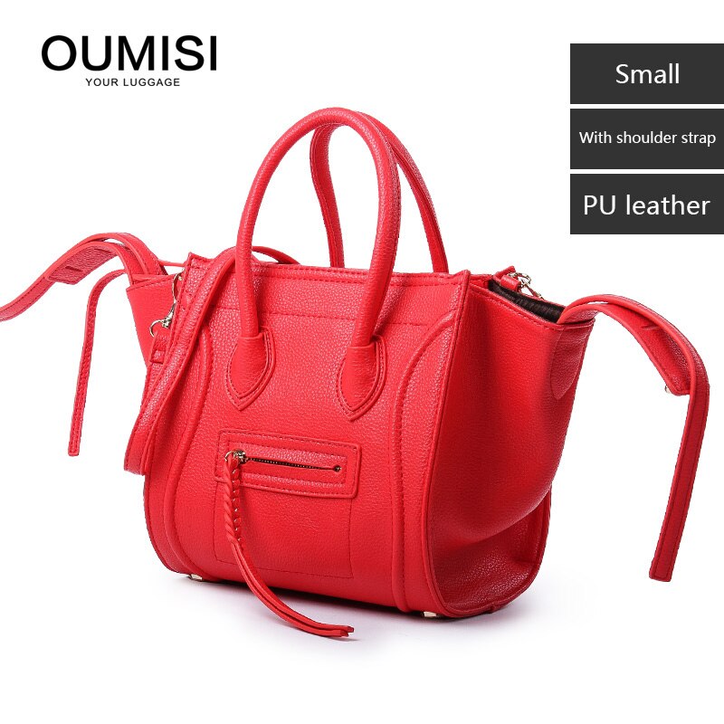 Bolso trapecio de alas de estilo a la , bolso de mujer de gran capacidad, bolso sonriente de superior: Rojo