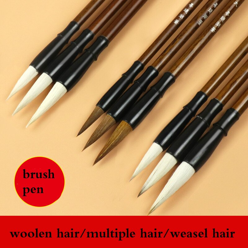 Huzhou Calligraphy Brush Set Wolf Woolen Hair Writing Brush Calligraphy Drawing Freehand Painting Brushes Brush Pen Tinta China