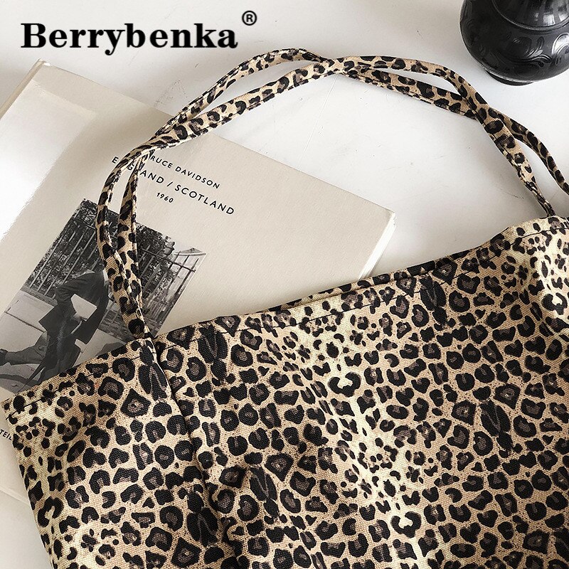 Berrybenka luipaard messenger bags voor dames merk decoratie dames handtassen luxe leren grote schoudertas