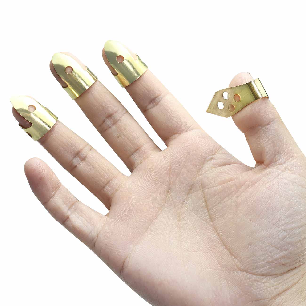 3 Index Fingers + 1 Thumb Banjo Metal Picks Adjustable Guitar Finger Picks