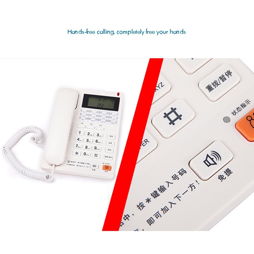 Corded Landline Telephone with FSK / DTMF Caller ID, 9 Fast Dial, Volume Adjustment, Wall Mountable Phone for Home Office