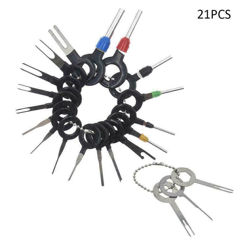 21 Uds coche eléctrico pinza de presión para cables Kit Extractor de clavijas de automoción Terminal quitar herramienta