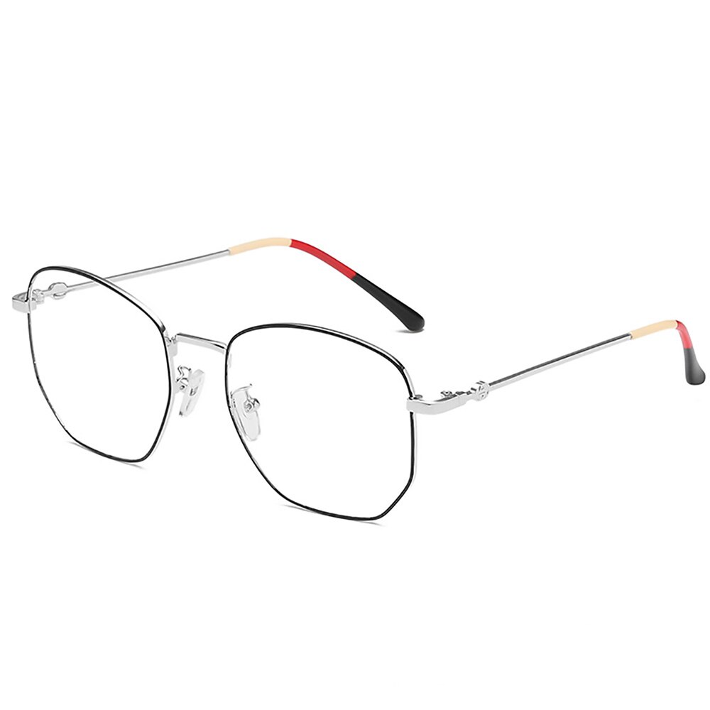 Unisex blauwlichtblokkerende computerbril voor dames, vierkant, anti-vermoeidheidsbril voor heren, bescherming tegen bijziendheid, optische gamingbril: Zwart zilver