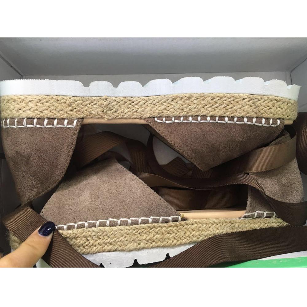 Sandalias planas a la con plataforma y correa en el tobillo sandalias de gladiador de Punta abierta con cordones casuales chanclas Roma verano Zapatos femeninos