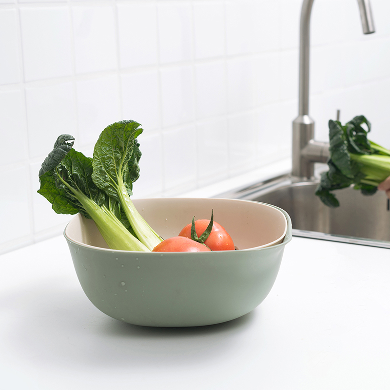 Double-layer washing basket drain basket plastic home kitchen Taomi artifact washing fruit leaking basket fruit tray