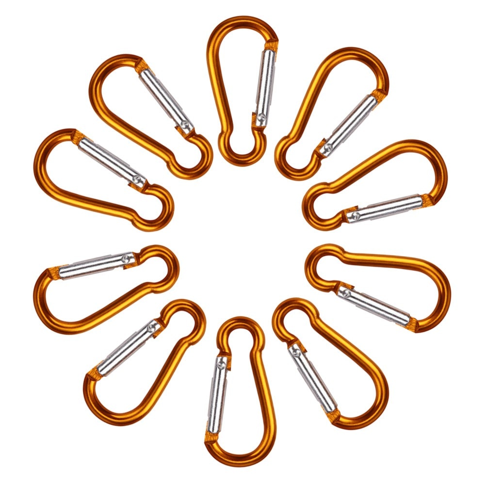 10pcs 6 Color Aluminum Alloy D Carabiner Spring Snap Clip Hooks Keychain Climbing Hiking Outdoor Activities se11