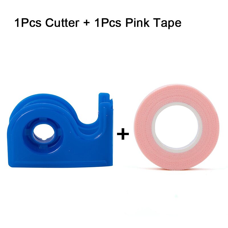 Quewel Geënt Wimper Isolatie Tape En Draagbare Tapes Snijder 2/4Pcs Niet-geweven Enten Wimpers Patches Ademend tool: Pink Tape and Cutter