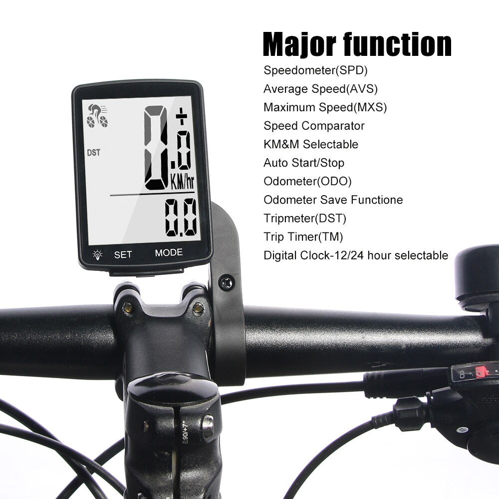 2.8in multifunktionel cykelcomputer trådløs cykelhastighedsmåler / kablet cykelcomputer hastighedssensor pulsmåler