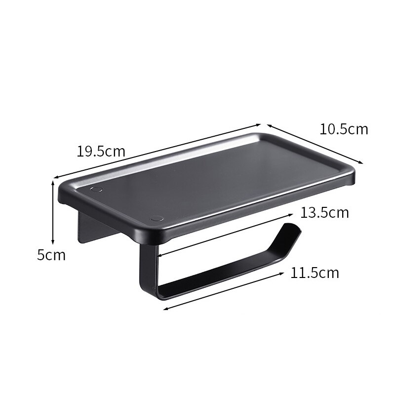 Matte Black Double Toilet Roll Paper Holder Bathroom Accessories WC Towel Holder Rack Shelf Aluminum Material: Black 3