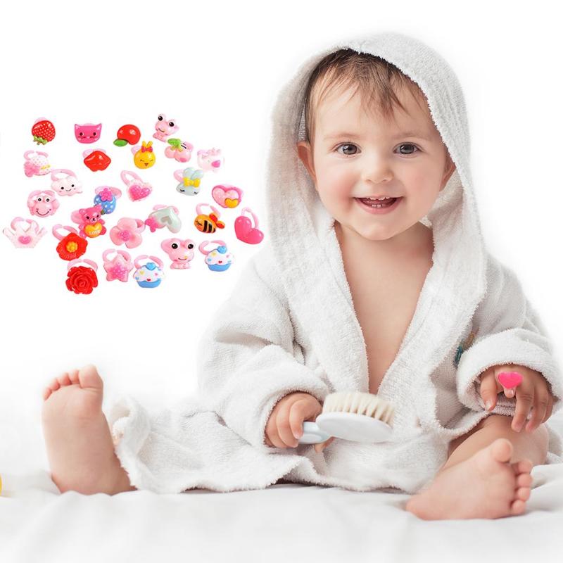 50pcs Plastic Kids Cartoon Colorful Children Ring Girl Birthday Party