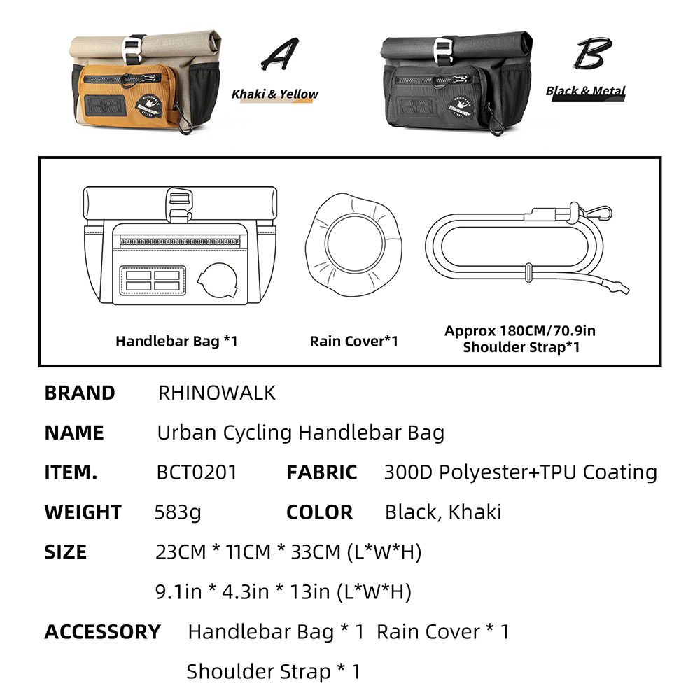 Rhinowalk-Bolsa plegable para manillar de bicicleta, cesta delantera de liberación rápida de 4L para ciclismo urbano, paquete de almacenamiento Bromton Dahon, bolsa de hombro