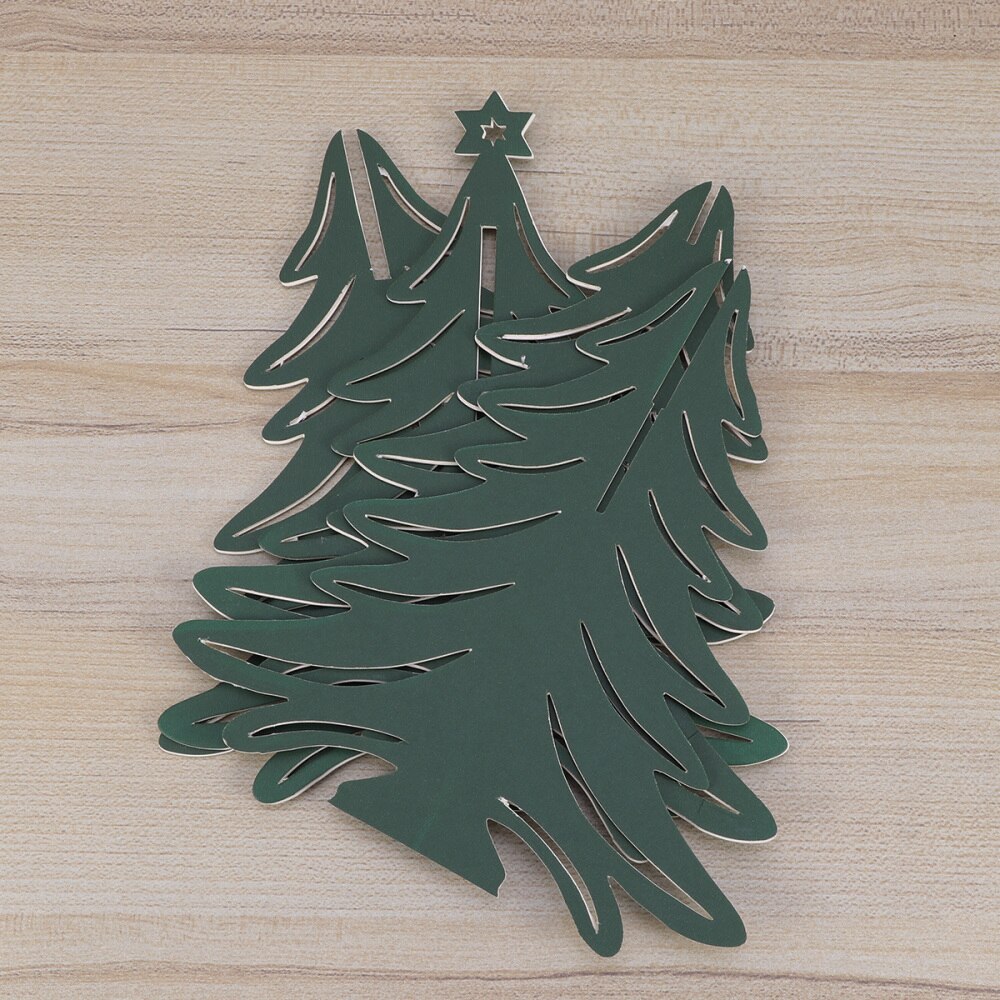 Paperboard 3D Christmas Tree Ornaments Party Table Craft Centerpiece for Decoration (Olive Green)