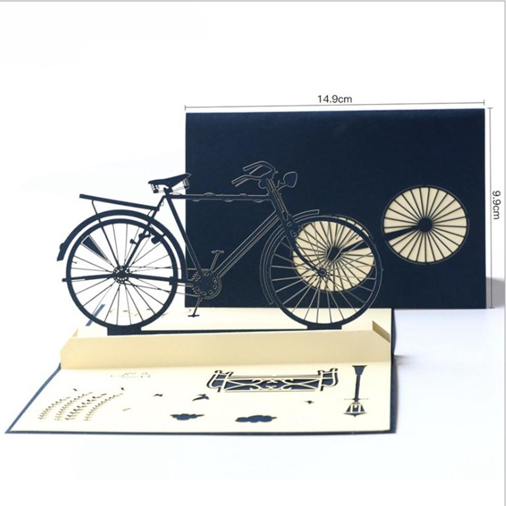 3d fødselsdagskort greating invitationskort med kuvert exquiste håndlavet lys kage cykeltog posetcard festforsyning: Cykel
