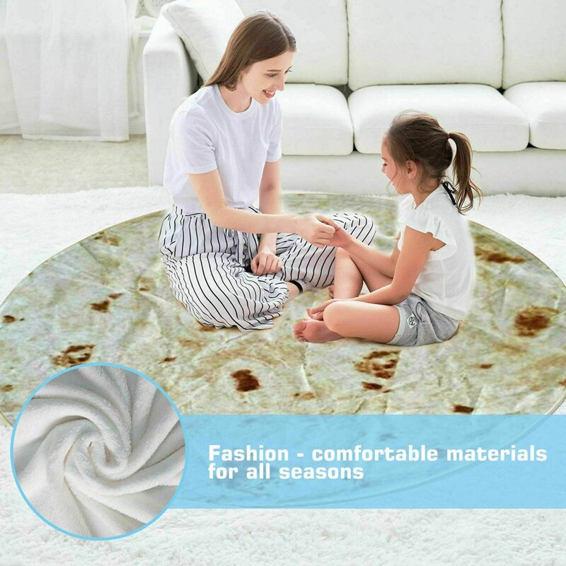 150cm Kreative Burrito Vlies Decke Karikatur Kekse Pizza Runde Werfen Flanell Bett Sofa wickeln Decke für Erwachsene freundlicher Decke