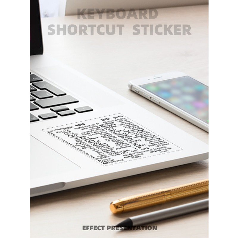 1sheet Letter Graphic Laptop Protective Sticker, Keyboard Stickers, Windows/word Shortcuts Waterproof Sticker for Laptop