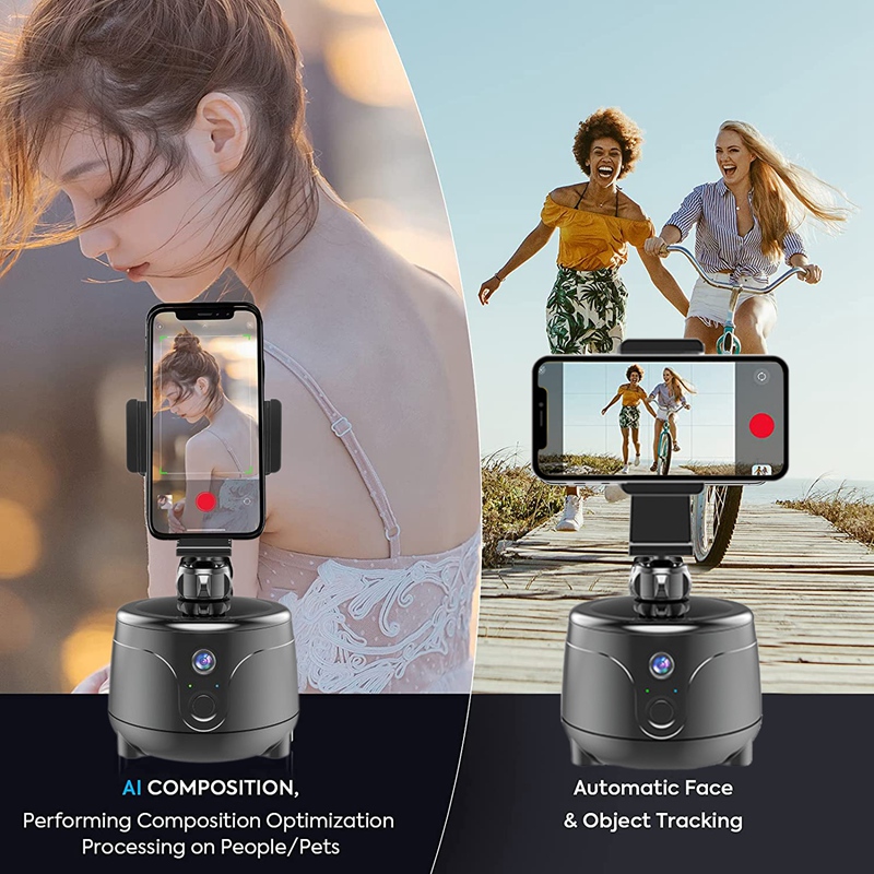 Portable Intelligent Face Object Tracking Phone Holder Rotation Tracking Camera Mount for Vlog Live Video Record