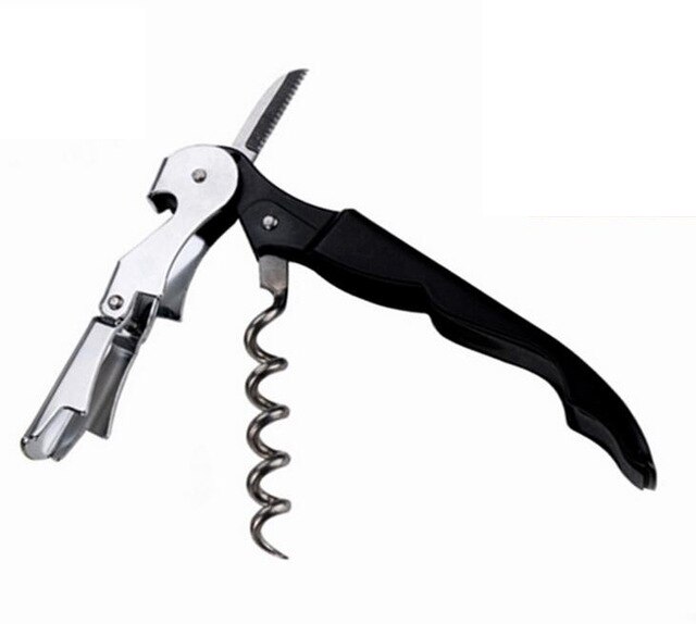 1Pc Roestvrij Plastic Wijn Schroef Corkscrew Opener Professionele Dubbele Scharnier Obers Wijn Fles Bier Cap Opener