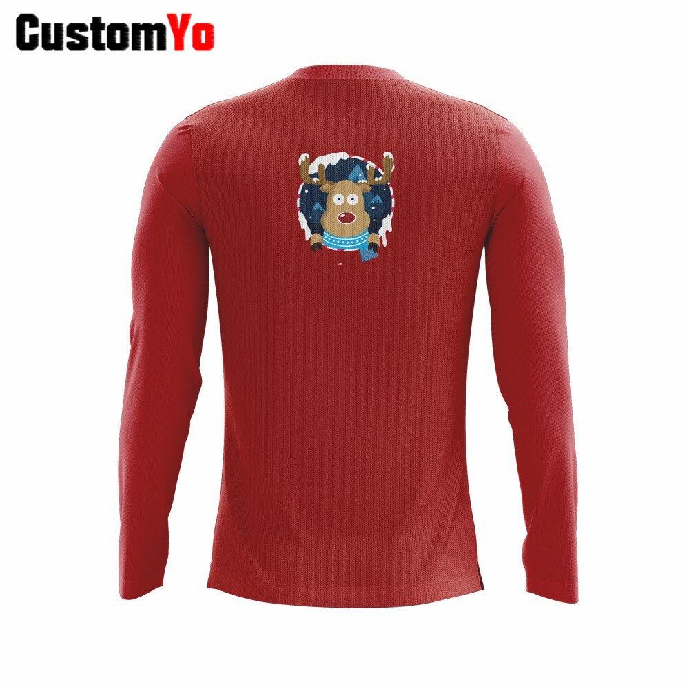 Men Tees Casual Round-Neck Long Sleeve Christmas T-shirt Print T Shirts Santa Printed T Shirt