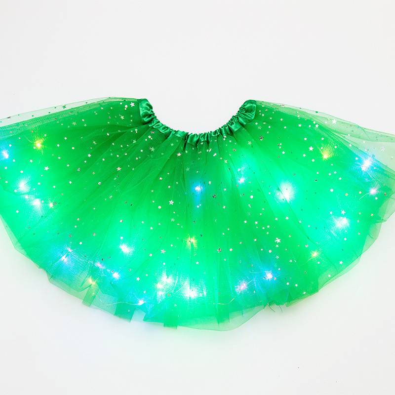 YOMDID Girls Tutu Skirts With Neon LED Light Glow Princess Ballet Stage Dance Short Dress Kids Fairy Miniskirt Birthday: plum