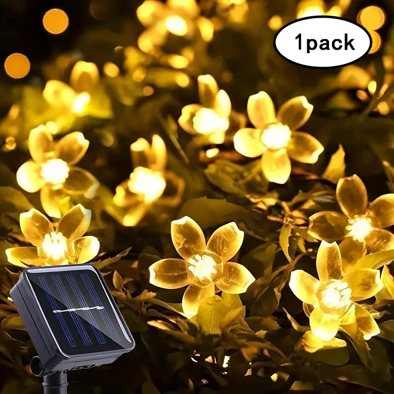 2025 Solar Flower Lichtslingers 200 LEDS Waterdichte Zonne-energie Kerstverlichting 8 Modi Decoratieve Verlichting voor Patio Hek Bruiloft: Licht Geel / 0-5W