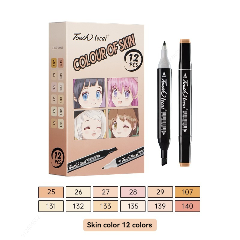 Rotuladores de uso artístico , 12 colores, bolígrafo de fieltro con Alcohol, marcadores para bocetos de Manga, pincel doble, suministros de arte, juego de dibujo: Borgoña