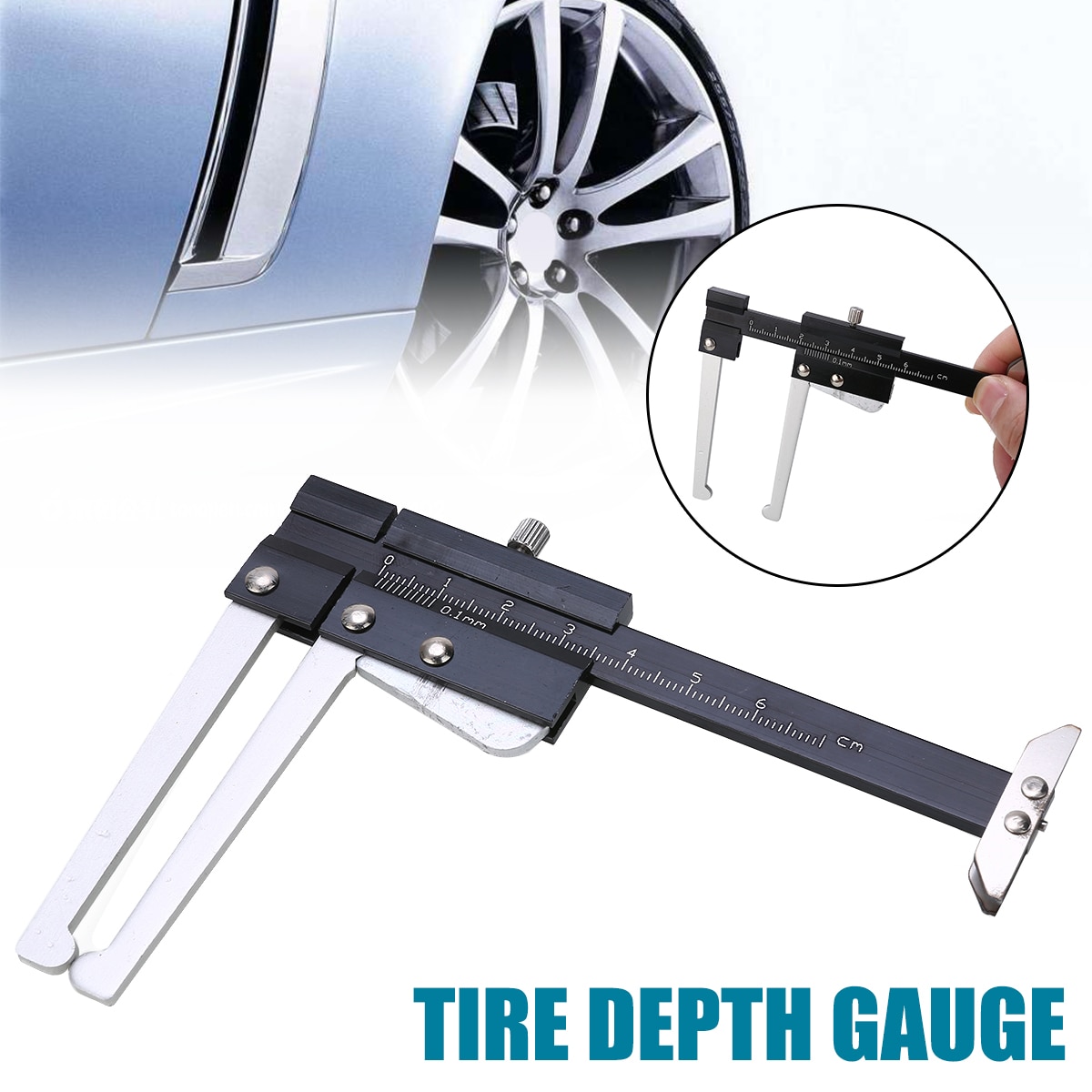 1 Pc Caliper Brake Disc Vernier Tyres Thickness Gauge Ruler Measuring Tool Stainless Steel Vernier Caliper Test Tools